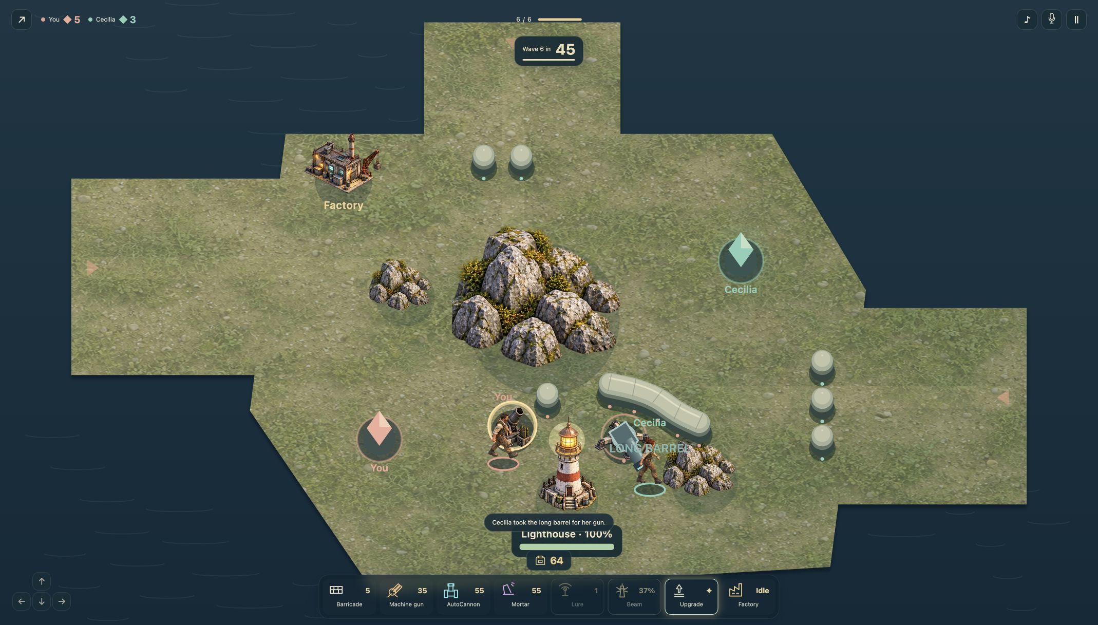 Lastlight tower defense with a lighthouse and cooperative battlefield